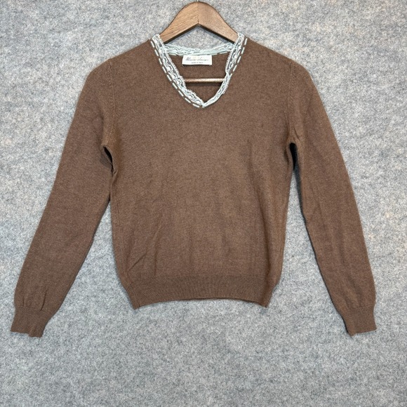 Marie Louis Sweaters - Marie Louis Italy Wool Sweater Womens 40 (US Small) Scalloped Lace Trim Knit